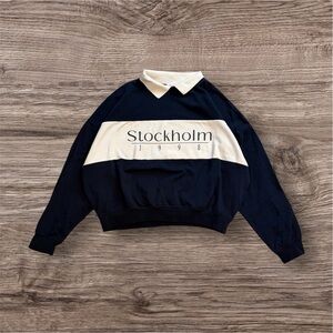 Primark Navy and Cream Crewneck Sweater